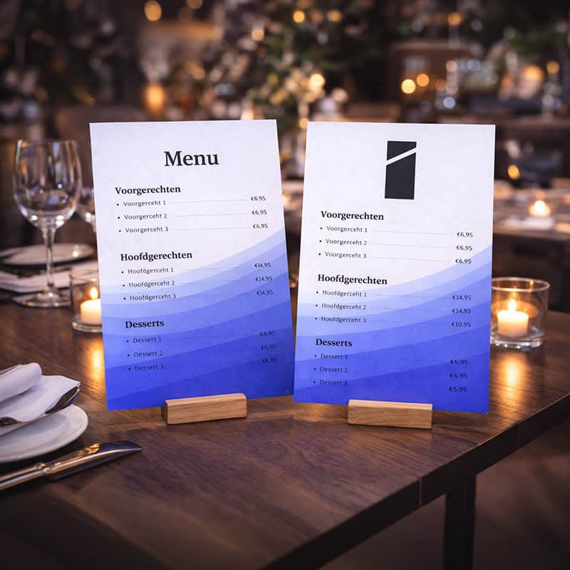 Menukaarten op maat bedrukt met logo voor professionele uitstraling in horeca