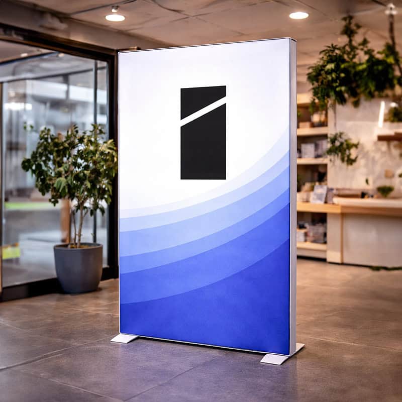 Pixlip Go frame dubbelzijdig verlicht LED presentatiesysteem voor beurzen en showrooms