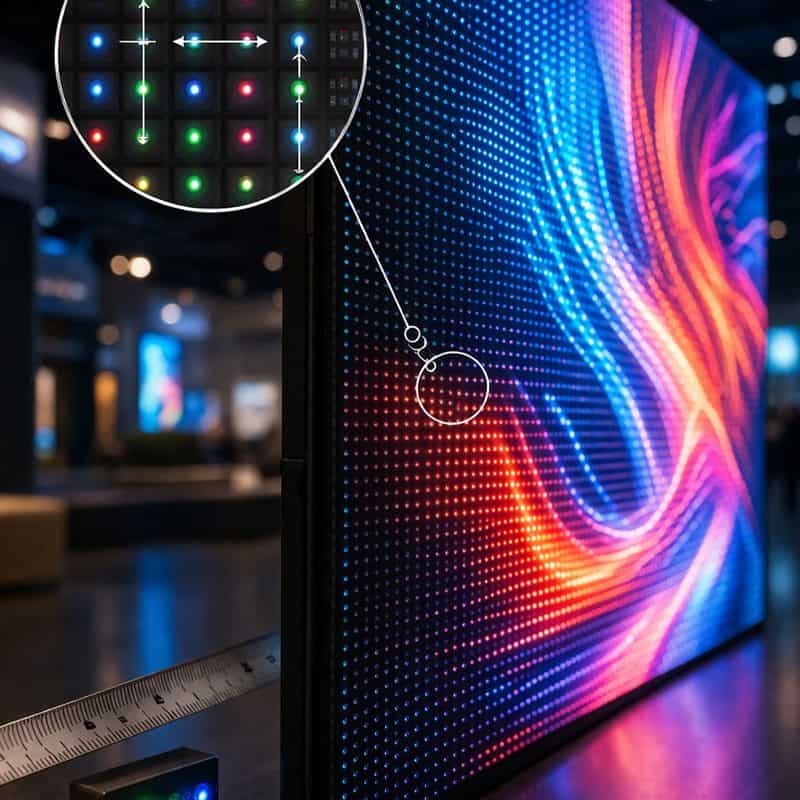 LED-scherm met vergroting van de pixel pitch tussen de LED-pixels